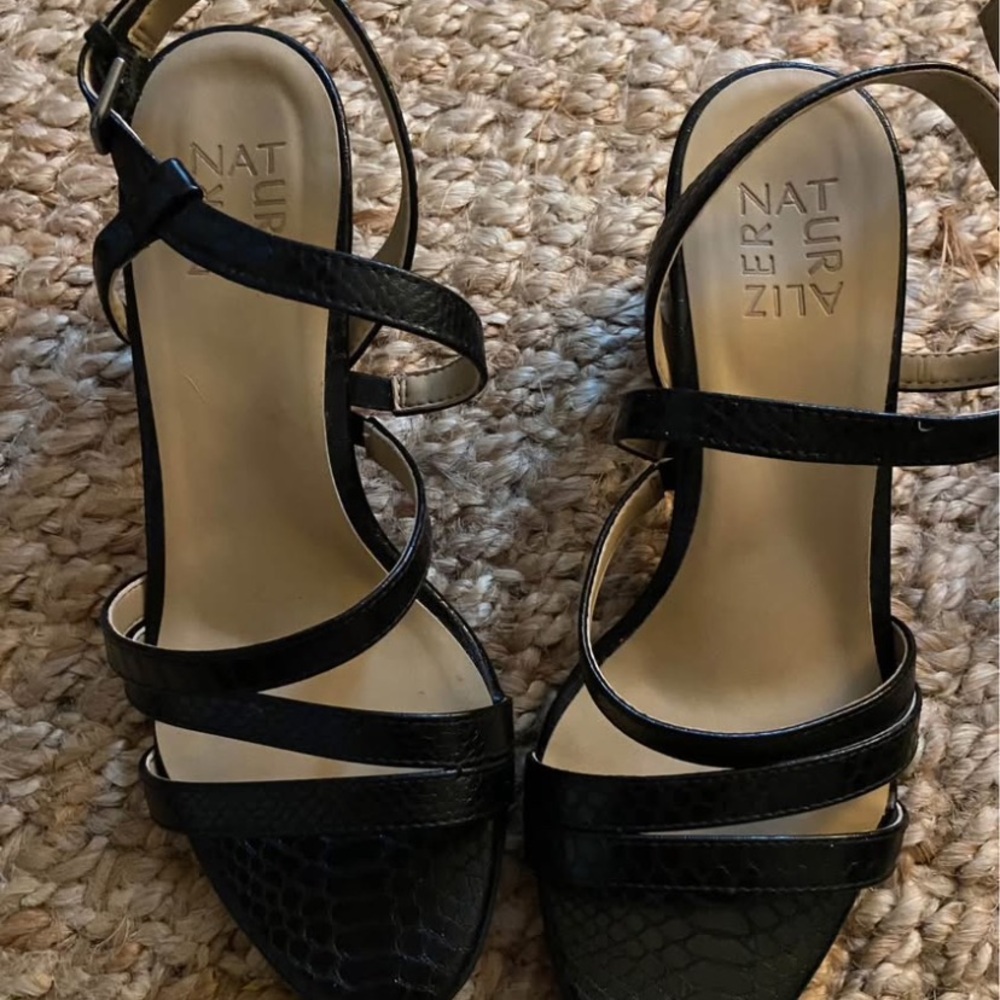 Naturalizer Black Strappy Heels